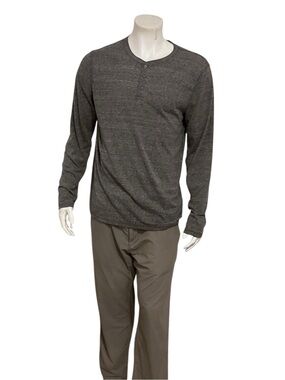 Adriano Goldschmied Men's Charcoal Henley Long-Sleeve Shirt